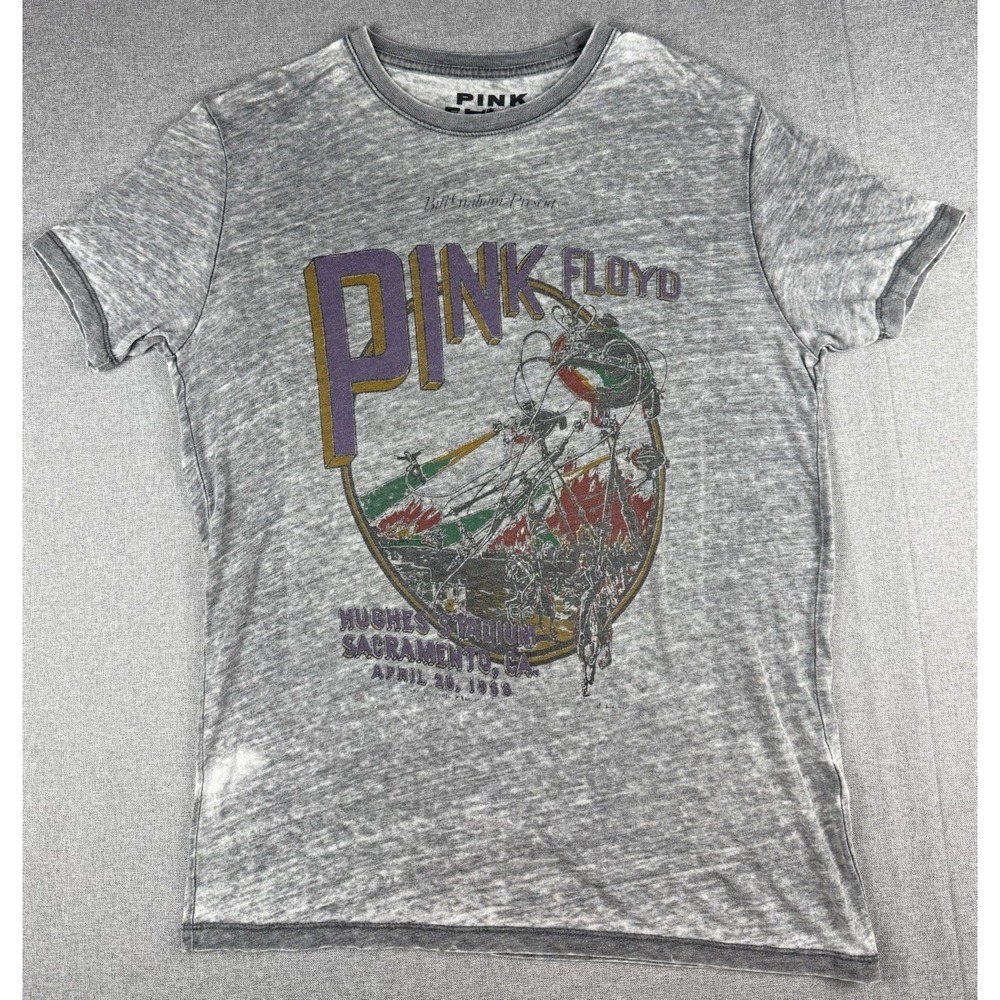 Lucky Brand Pink Floyd Graphic Burnout T Shirt Womens Medium Gray Band Tee
